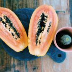 Homemade papaya and blackberry ice-cream